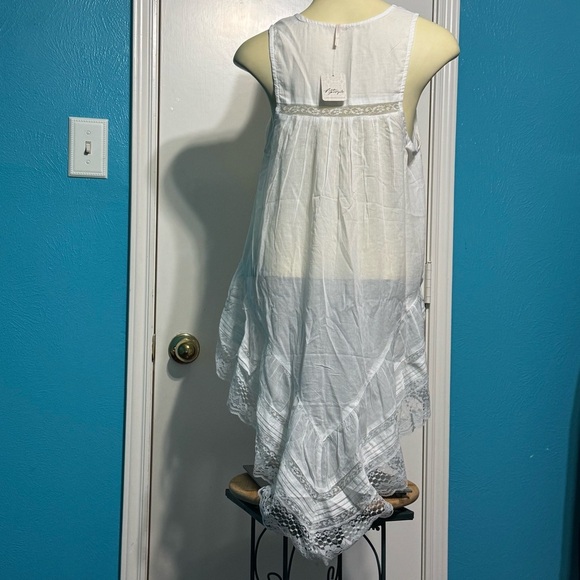 Free People Coretta Tunic Cream White Sheer Lace Trimmed Top Small NWT - Picture 5 of 16